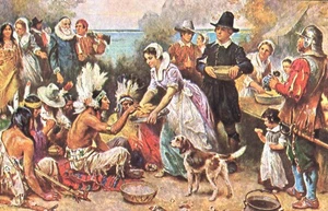 First Thanksgiving From Standish of Standish 1621 JLG Ferris Artist Postcard - Picture 1 of 2