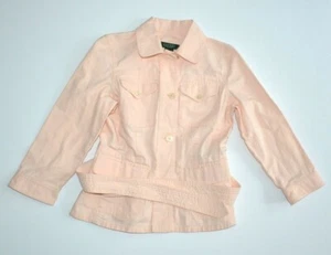 Ralph Lauren Feldjacke Damen PETITE Rosa Leinen Baumwolle Mantel Bindegürtel - Bild 1 von 5