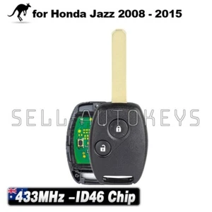 433MHz ID46 Fits for Honda Jazz 2008 2009 2010 2011 2012-2015 Remote Key Fob - Picture 1 of 2