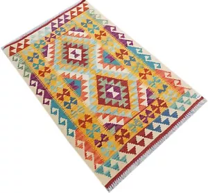 Alfombras Tash Vintage Hechas a Mano Afghan Kilim Turco Vintage Lana Plana 117x80 cm - Imagen 1 de 5