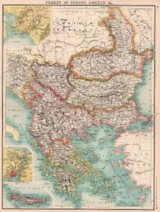 BALKANS. Turkey In Europe Greece E Roumelia. Constantinople (Istanbul)  1901 map - Picture 1 of 2