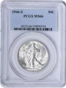 1946-S Walking Liberty Silver Half Dollar MS66 PCGS - Picture 1 of 2