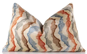 Handmade Velvet Throw Pillow – Earth Zigzag Pattern (16x24) - Picture 1 of 8