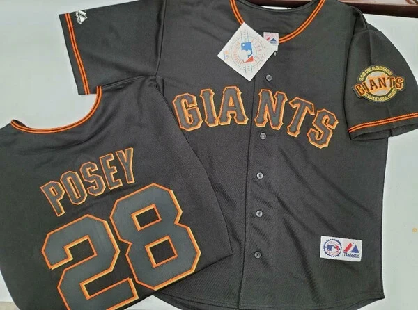50616 Majestic San Francisco Giants BONDS POSEY LINCECUM REAL Jersey NWT BLACK - Image 1 of 1