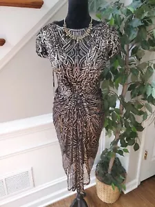 Tadashi Shoji Women's Black Boat Neck Short Sleeve Knee Length Dress Size Small - Picture 1 of 15