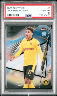 2020 Topps Finest UCL #6 Jude Bellingham Rookie RC PSA 10 Bundesliga Real Madrid - Image 1 of 2