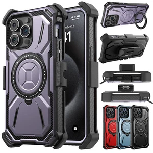 Funda con anillo magnético Mag Safe a prueba de golpes para teléfono Apple iPhone15 Pro Max - Imagen 1 de 46