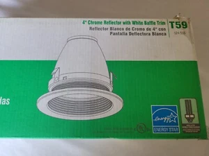 6-Pack Commercial Electric T59 4" Chrome Recessed Lighting Reflector ~White Trim - Picture 1 of 3