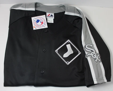 CHICAGO WHITE SOX MLB MAJESTIC BLACK JERSEY w SOCK & SOX Patches Men's XL NWT Cover