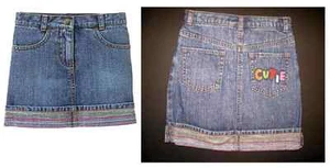Vintage Gymboree girl school schoolgirl denim jean skirt skort holiday happy 5 8 - Picture 1 of 7