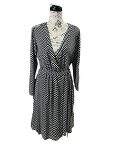 Nuevo con etiquetas Vestido envolvente Calvin Klein W10 mangas lengüeta negro blanco vintage - Imagen 1 de 10