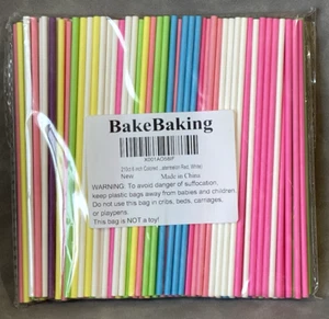 210ct 6 inch Colored Lollipop Sticks 7 Colors for Cake Pops Apple Candy - Picture 1 of 3