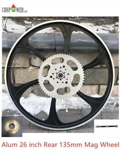 CDHPOWER 26" Aluminum Rear Mag Wheel 135mm W/56T Sprocket & Flywheel-Gas Bicycle - Picture 1 of 16