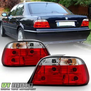 1995-2001 BMW E38 740i 740iL 750iL Red Clear Tail Lights Brake Lamps Left+Right - Picture 1 of 7