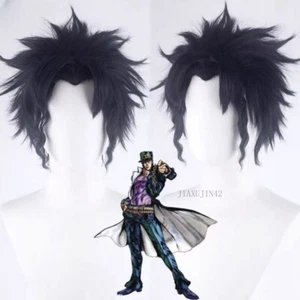 Cosplay Wigs JoJo‘s Bizarre Adventure Kujo Jotaro Black Short Hair+Wig Cap Props - Picture 1 of 5