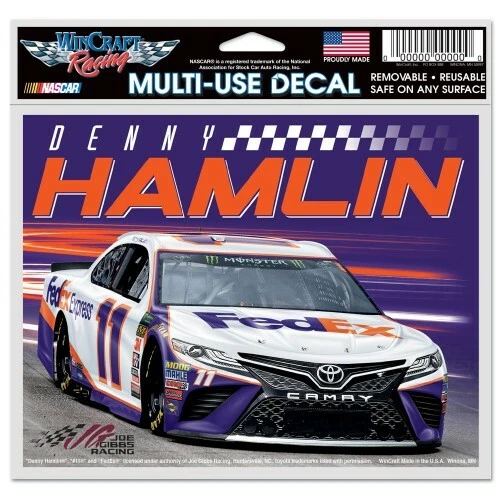 Denny Hamlin 2019 Wincraft #11 Fed Ex 4,5x5,5 calcomanía multiuso ¡Envío gratuito! Foto 1 de 1