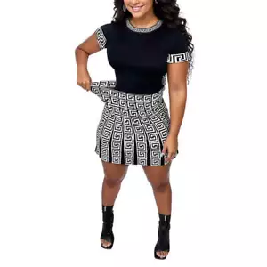 Conjunto de falda top 5XL negro blanco - Imagen 1 de 8