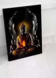 BUDDHA GOD POSTER PRINT BLACK AND GOLD RELIGION WALL ART PRINT SIZE A3 A4 A2 A1 - Picture 1 of 1