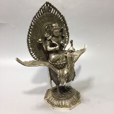 Chinese Antique White Bronze Peacock King Buddha Statue Ornament Statue