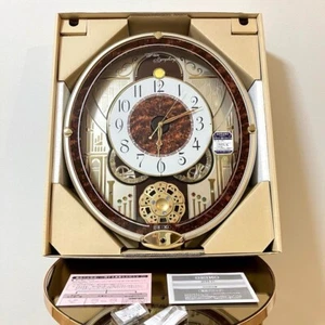 SEIKO Wall Clock Karakuri SKRE568B 6 Melodies Light Golden Pearl from Japan - Picture 1 of 11