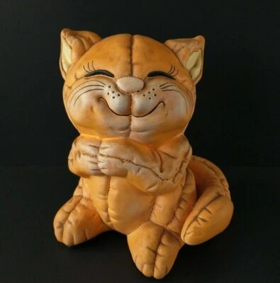 Vintage ORANGE PUMPKIN CAT Decorative Halloween Ceramic Figure 1987 DWD Clean! - Image 1 of 4