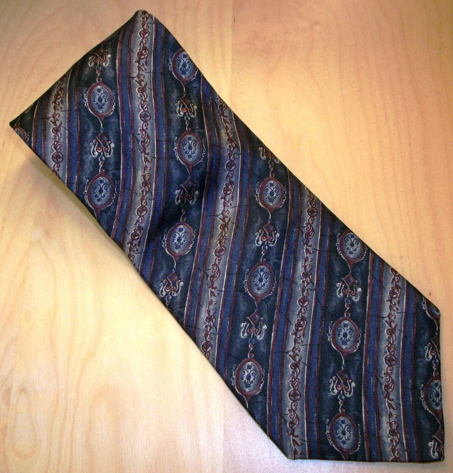 Bill Black Purple & Black Stripes Men's Silk Neck Tie 57" Long x 3.9" W (D761) - Image 1 of 4