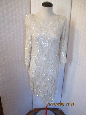 Vestido De Colección Saks Fifth Avenue Marfil Seda Cuentas Lentejuelas Para Mujer S Foto 1 de 4