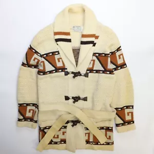Vintage Tundra Azteken Wolle Strick Cardigan Pullover Damen Größe Small Gürtel - Bild 1 von 17