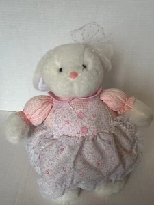 1990 Easter Basket Bunny Rabbit Pink Floral TL Toys Vintage Plush EUC Rare - Picture 1 of 14