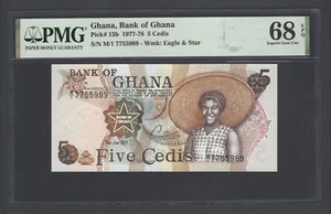 Ghana 5 Cedis 2-1-1977 P15b Uncirculated Graded 68 Top Pop - Picture 1 of 2