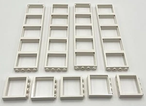 Lego 25 New White Window Frames 1 x 4 x 3 No Shutter Tabs No Glass House Pieces - Picture 1 of 1