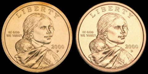 2000 D&P Sacagawea Native American Dollar US Mint Coins "BU" (2 Coin Set) Cover