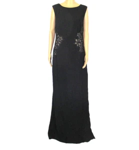 Tadashi Shoji 8 schwarzes ärmelloses Kleid nude Cutout Schneeflocke Cluster Perlen - Bild 1 von 10