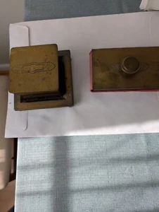 Vintage Bradley & Hubbard Square Inkwell and Blotter Brass  - Picture 1 of 7