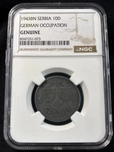 1943BN Serbia 10D German Occupation  NGC Genuine - Picture 1 of 4