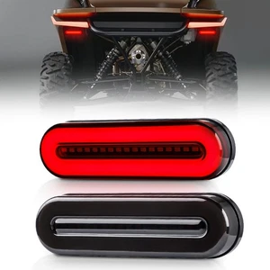 2x Red Amber Oval 5" LED Truck Trailer Stop Turn Tail Brake Lights DRL Flowing - Picture 1 of 10