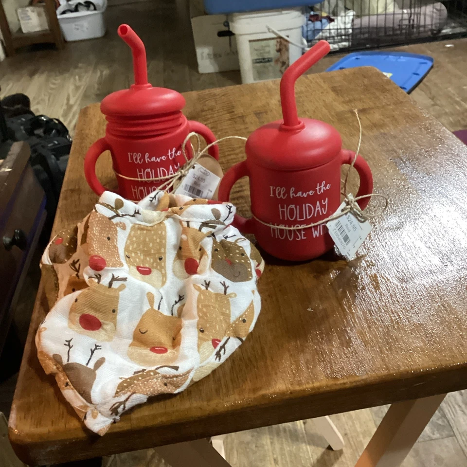 Copo de treinamento Sippy de silicone 4 oz com palha, tampa e alças - Imagem 1 de 4