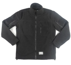 Zero Foxtrot Jacket Mens Medium Black Sherpa Fleece Full Zip Sleeve Pockets - Picture 1 of 11