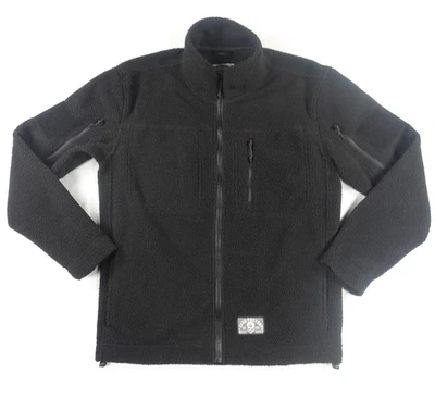Zero Foxtrot Jacket Mens Medium Black Sherpa Fleece Full Zip Sleeve Pockets - Image 1 of 4