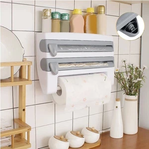 Kitchen Wall-Mounted Paper Towel Holder Cling Film Tinfoil Roll Storage Holder - Picture 1 of 10
