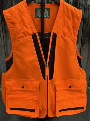 Blaze Orange Hunting Vest Cabelas Full Zip w/  game bag/shell loops Men’s Large - Image 1 of 4