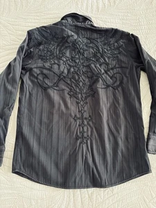 Roar Shirt Mens XL Black Embroidered Long Sleeve Classic Button-Up - Picture 1 of 5