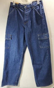 Vintage Rustler Jeans Boys Youth Size 18 Cargo Blue Denim Pants NEW - Picture 1 of 9