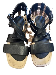 Black Leather Upper Gladiator Sandal 6.5 - Picture 1 of 14