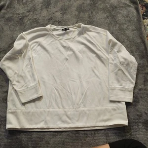Eileen Fisher white cropped crewneck sweatshirt size Large - Picture 1 of 9