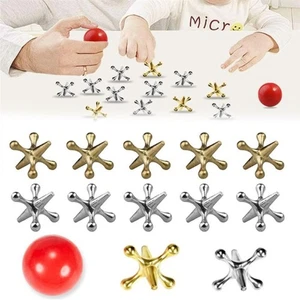 11pcs/set Gold Silver Toned Jacks Game Metal Jacks and Ball Game Kids Toys - Picture 1 of 10