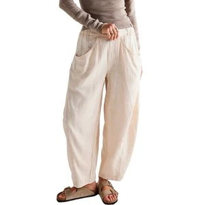 Pantalón Free People High Road Pull On Barrel Para Mujer Grande Boho Campesino Suelto Lino - Imagen 1 de 10