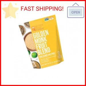 BetterBody Foods Golden Monk Fruit Sweetener Blend - Sugar Substitute, Zero Calo - Picture 1 of 2