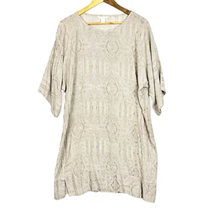 H&M Summer Dress Womens Size 8 Beige White Boho Beach Casual - Picture 1 of 8