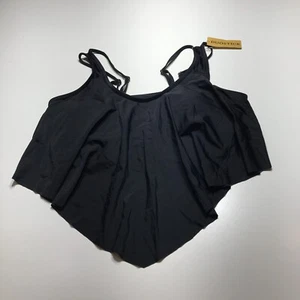 Duostick Tankini Top Womens Size 2XL Ruffle Adjustable Strap Padded Black NWT - Picture 1 of 12